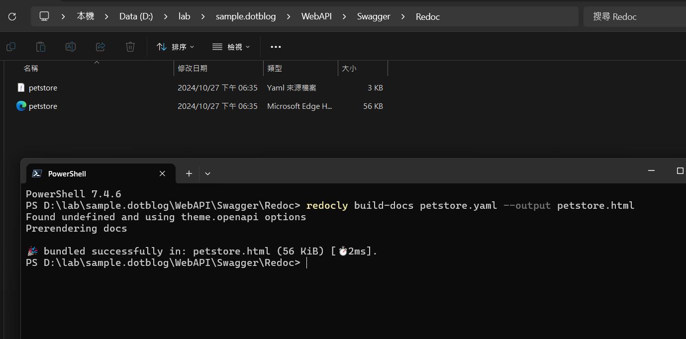 Swagger / OpenAPI Specification 內嵌外部 Markdown 文件並用 Redocly 轉成靜態 html ...