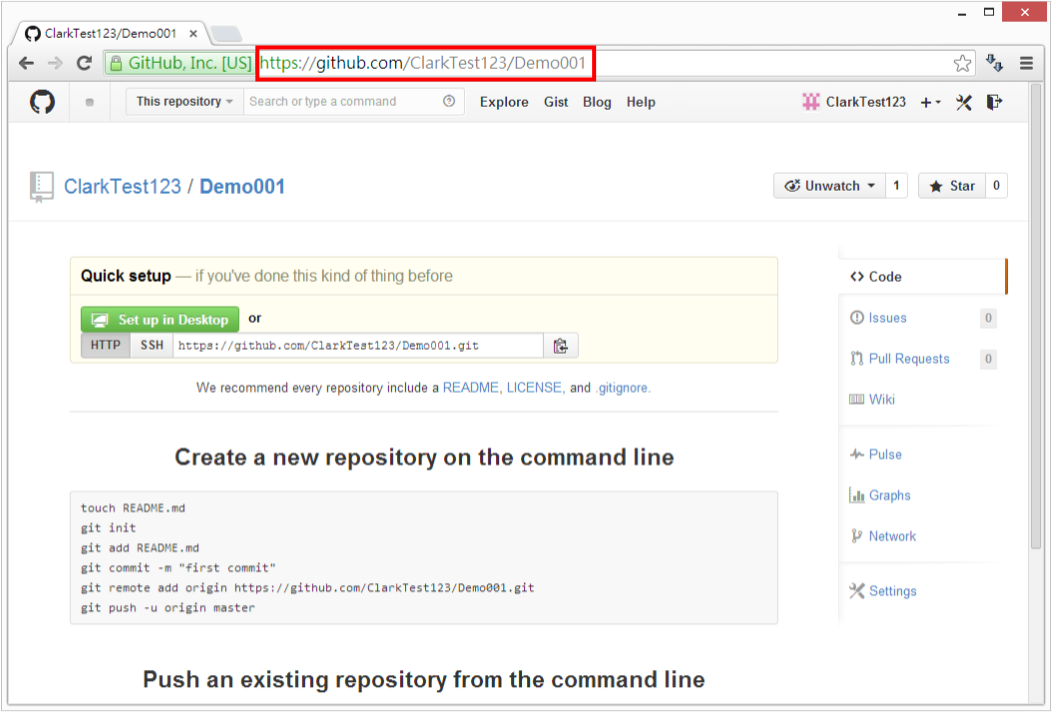 <使用GitHub的版本控管功能04.png> 記錄 Repository URL