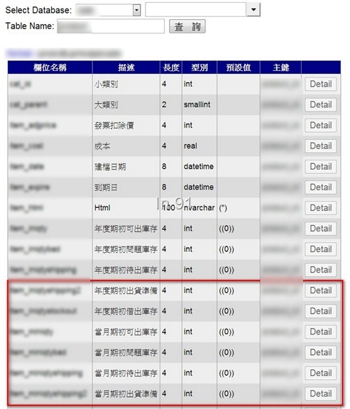 ERP table query