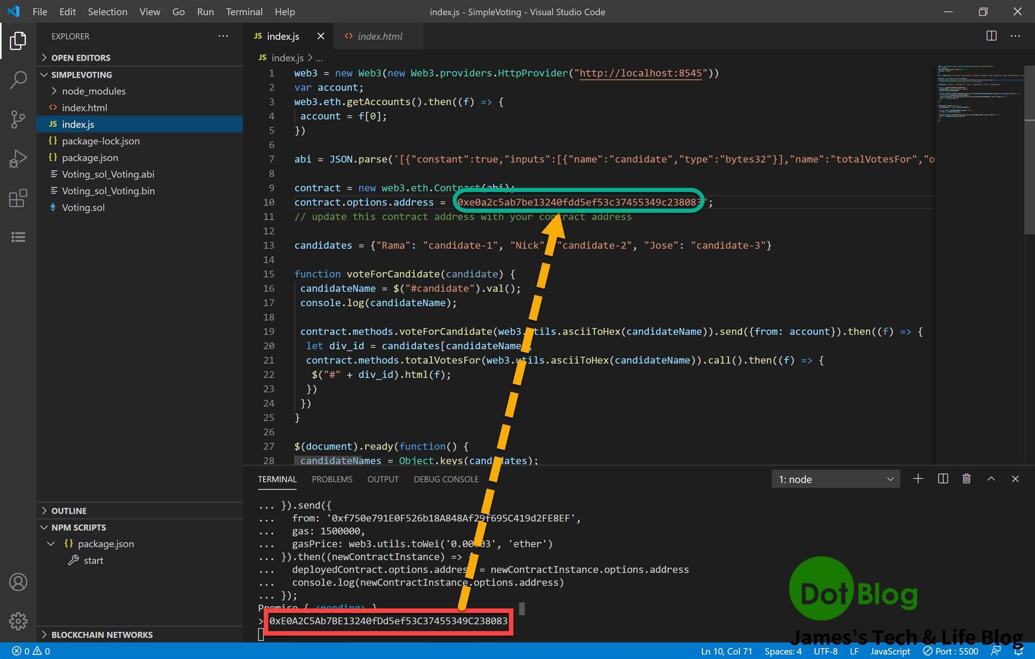 visual studio code javascript live server