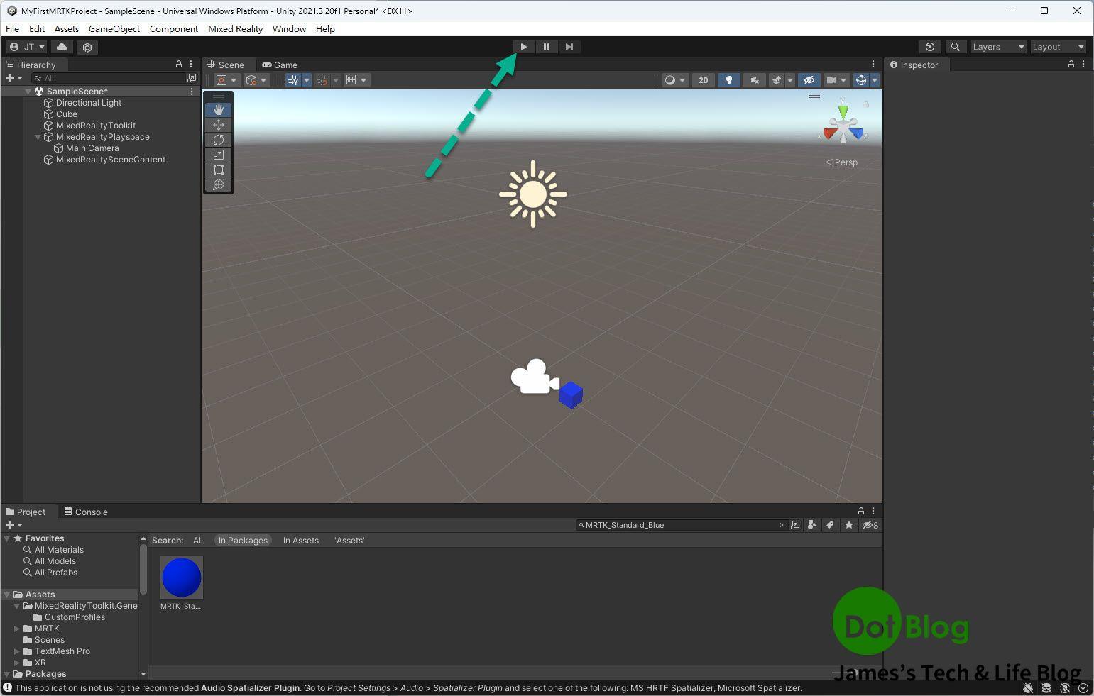 透過 Unity 建立使用 Mixed Reality Tool Kit 的 3D 應用程式(II) | James's Tech ...