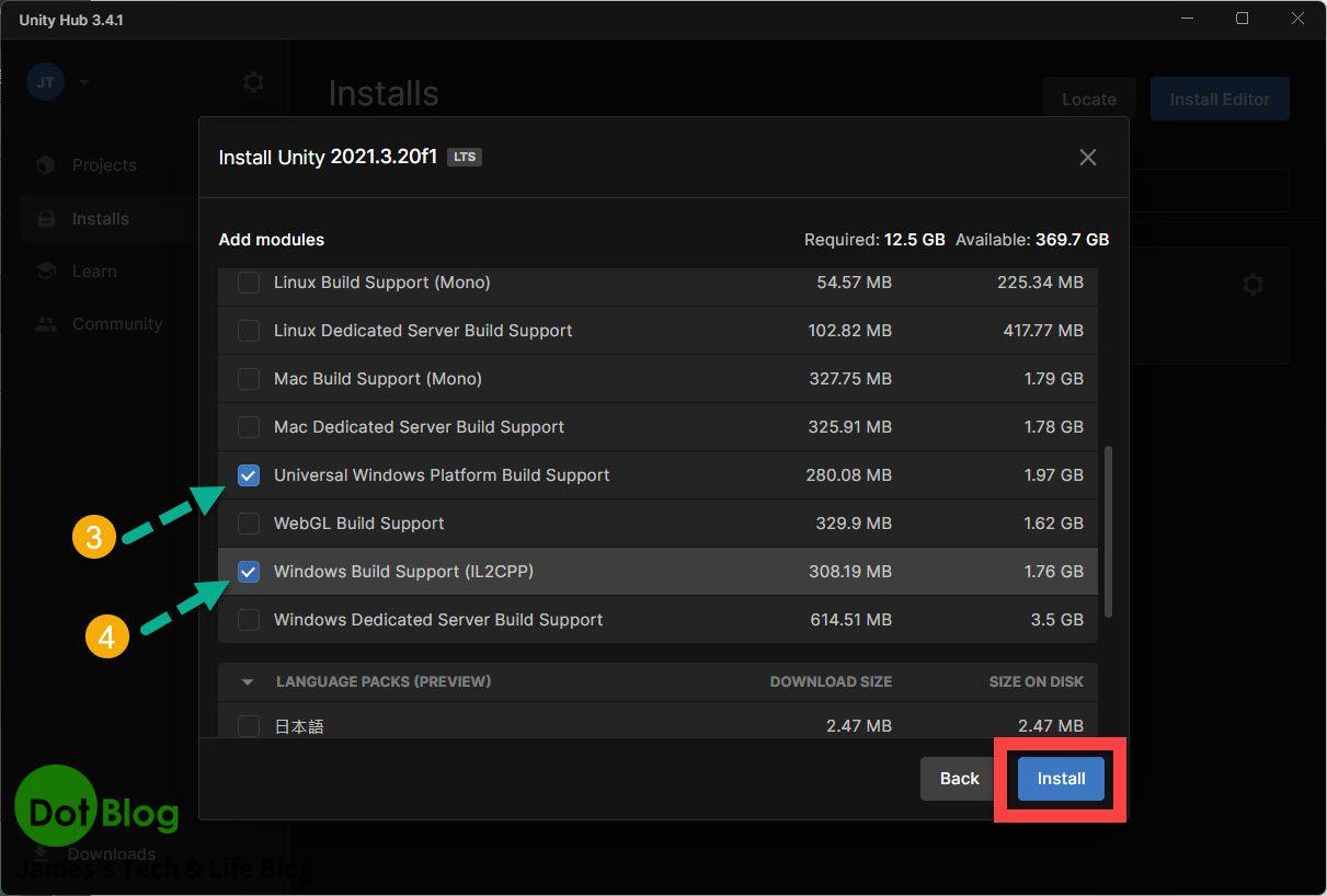 安裝 Unity Hub & Unity Editor... | James's Tech & Life Blog - 點部落