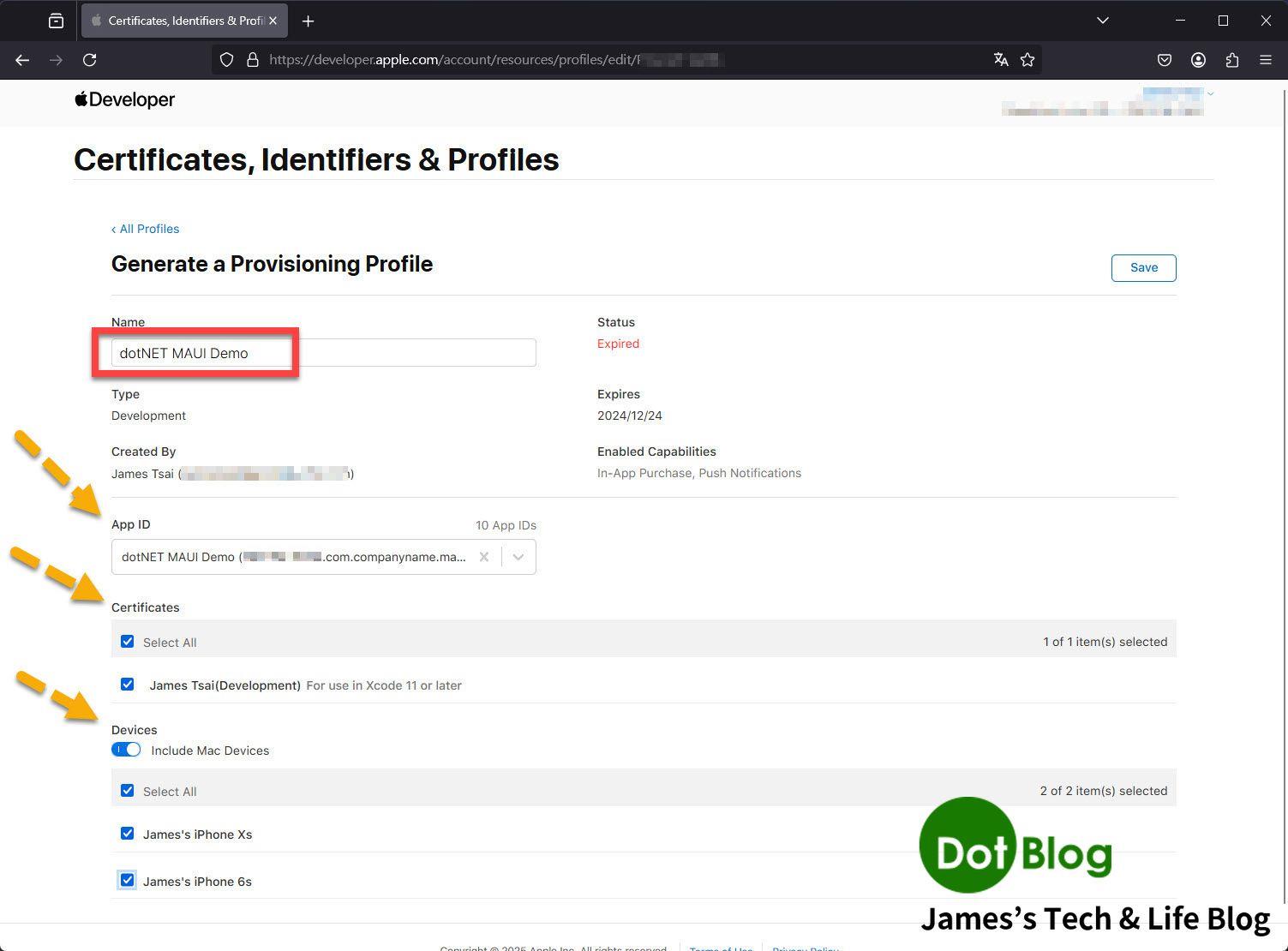 在 Apple 的 Developer 服務中建立 Identifiers 與 Profiles 準備給 App 進行實機開發與發佈作業 ...