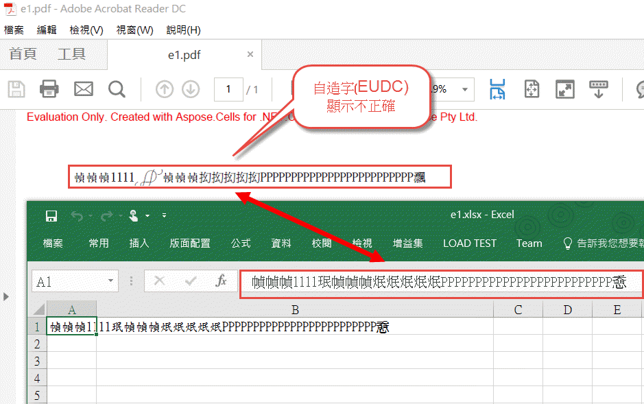 Net 透過aspose Cells 將excel 轉出pdf 時 自造字 Eudc 可以顯示正確的字 亂馬客 點部落