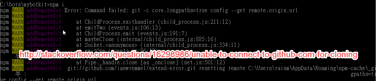 error-command-failed-git-c-core-longpaths-true-config-get-remote