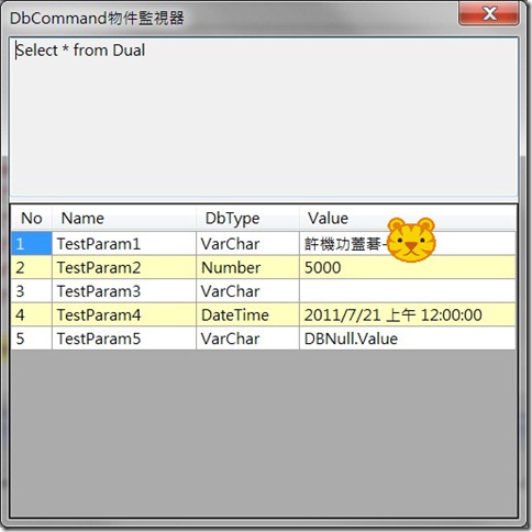 DbCommand物件參數監視器