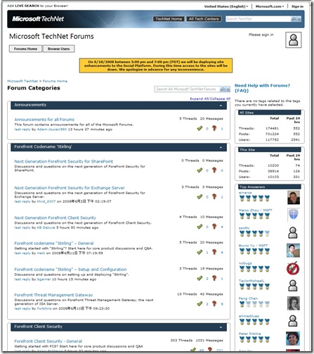 Microsoft TechNet Forums Home