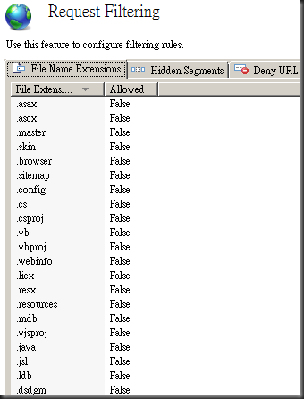 類似 URLScan 中的 File Name Extensions 的管理
