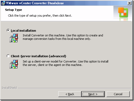 VMware vCenter Converter 安裝時有 2 種模式